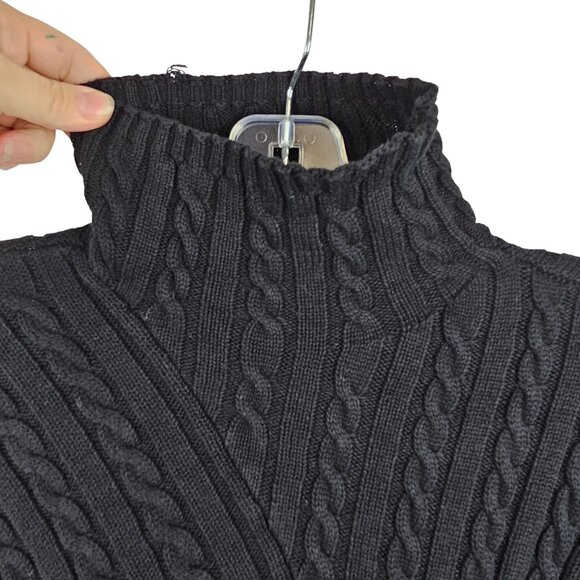 525 America Women's XS Sweater Cable Knit Crochet Black Turtleneck Whimsigoth - Picture 9 of 13